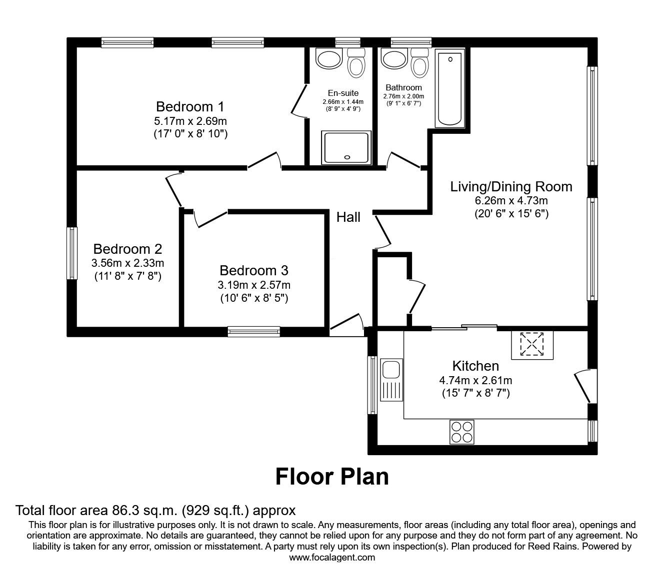 Floorplan of 3 bedroom Link Detached Bungalow for sale, Beatty Drive, Congleton, Cheshire, CW12
