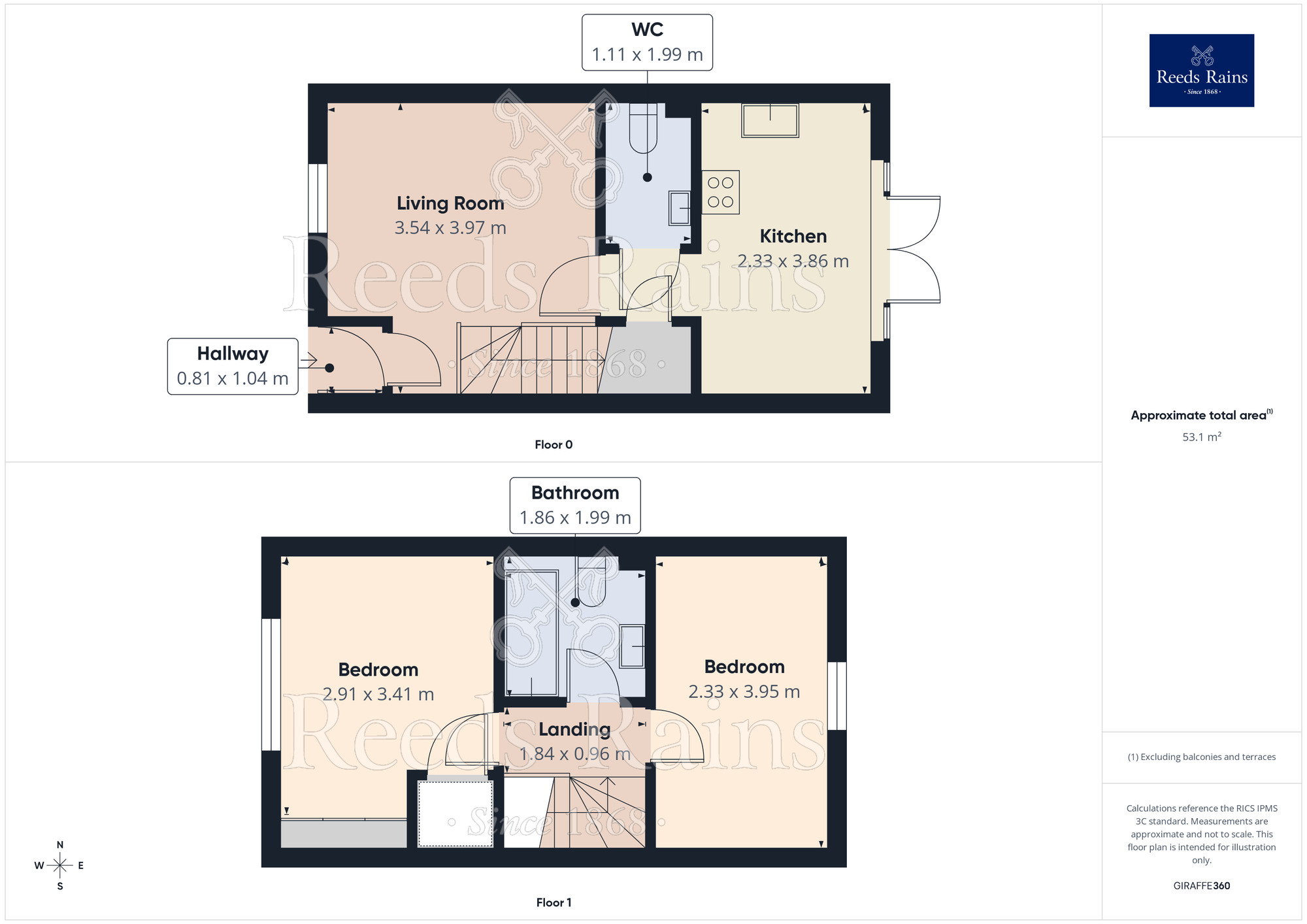 Floorplan of 2 bedroom Mid Terrace House for sale, Larch Place, Somerford, Cheshire, CW12