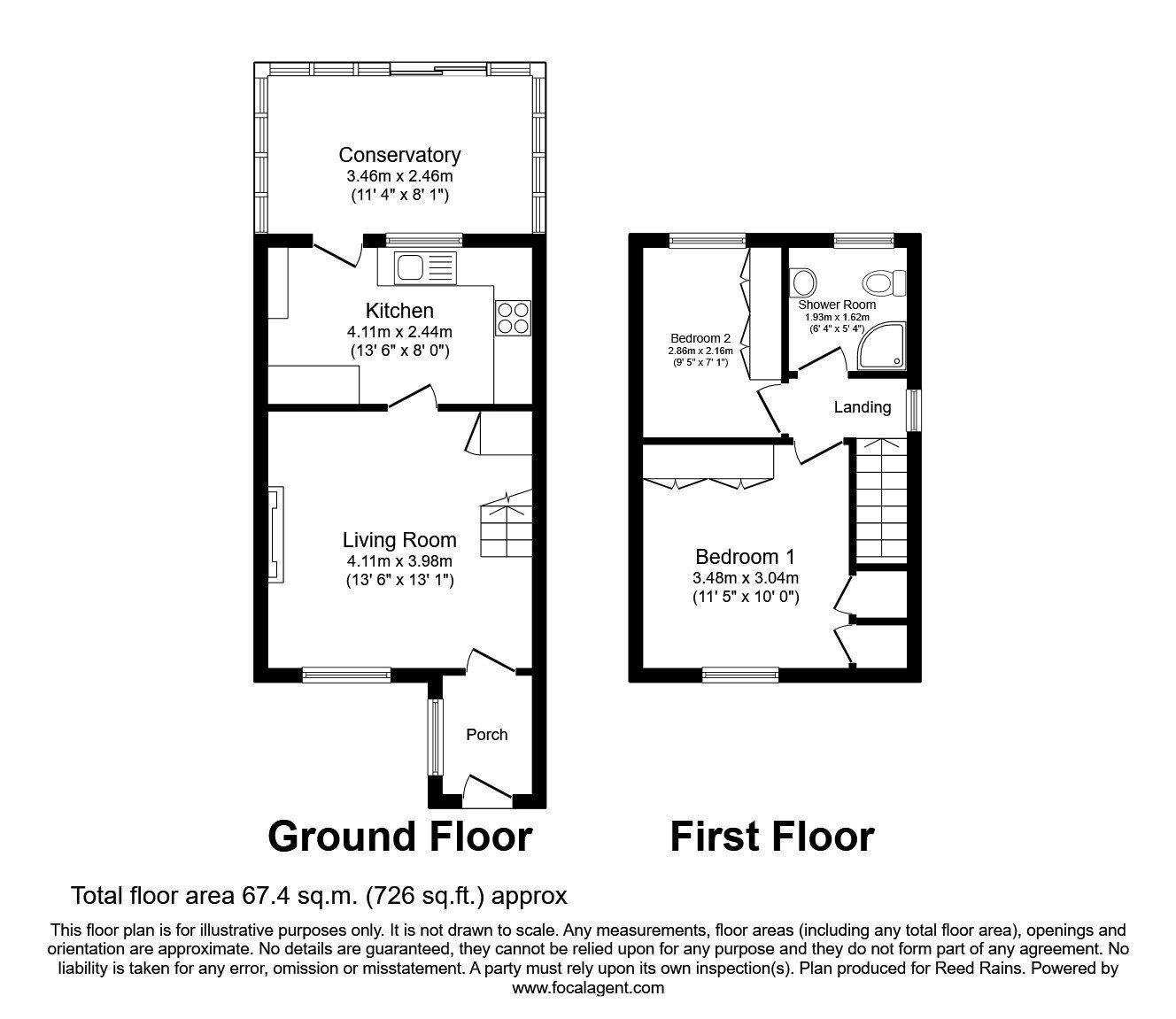 Floorplan of 2 bedroom Semi Detached House for sale, Thames Close, Congleton, Cheshire, CW12