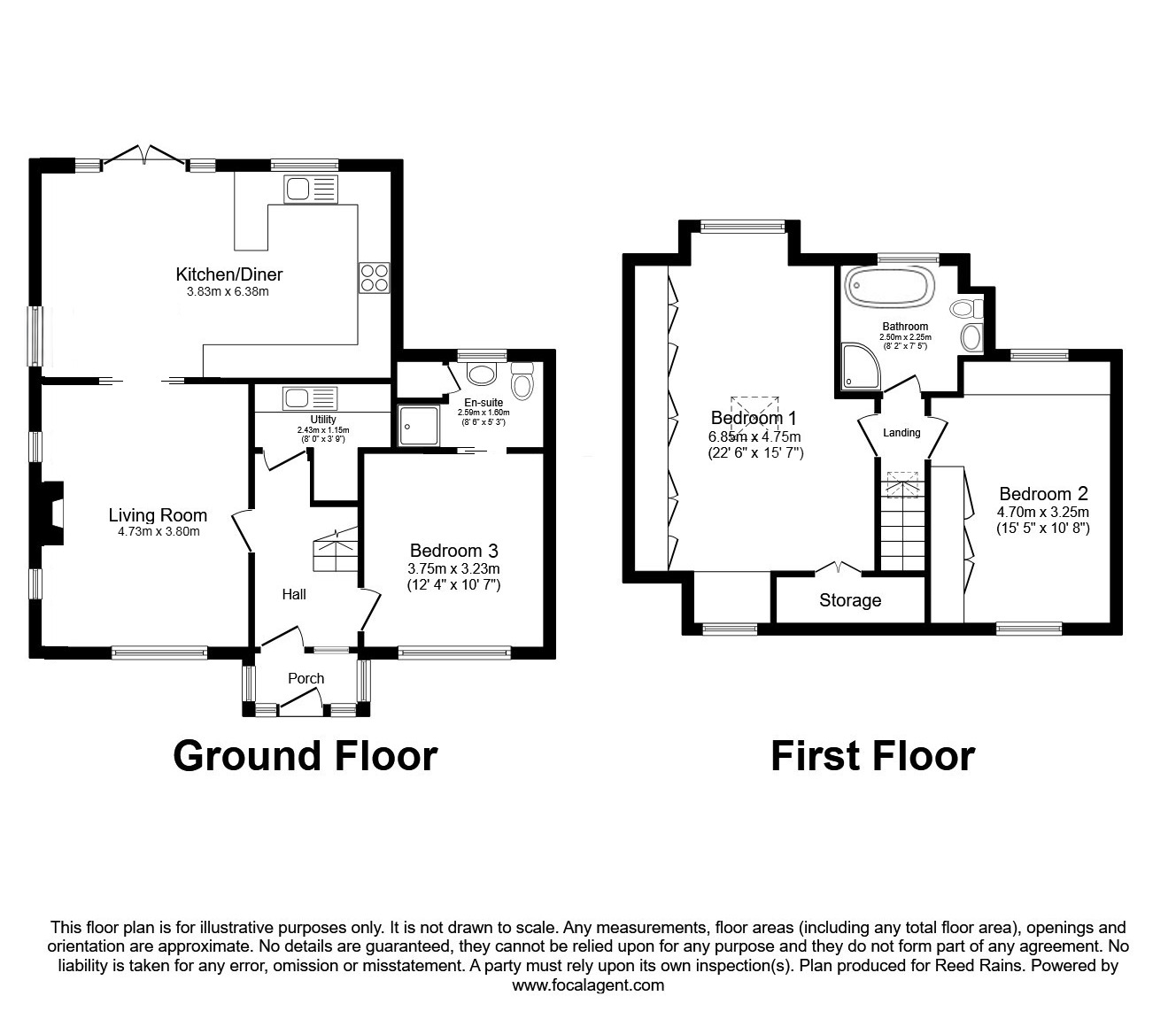 Floorplan of 3 bedroom Detached House for sale, Congleton Road North, Church Lawton, Cheshire, ST7