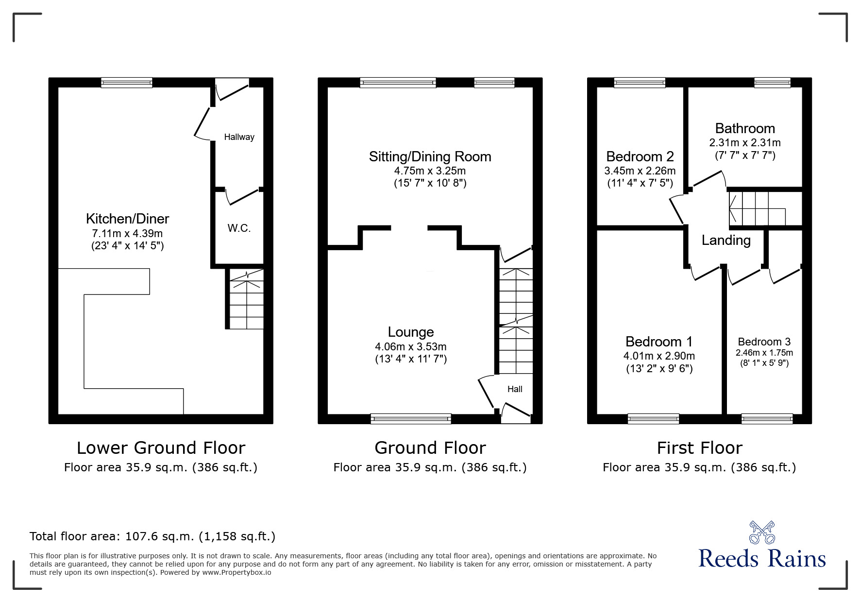 Floorplan of 3 bedroom Mid Terrace House for sale, Lanehouse, Trawden, Lancashire, BB8