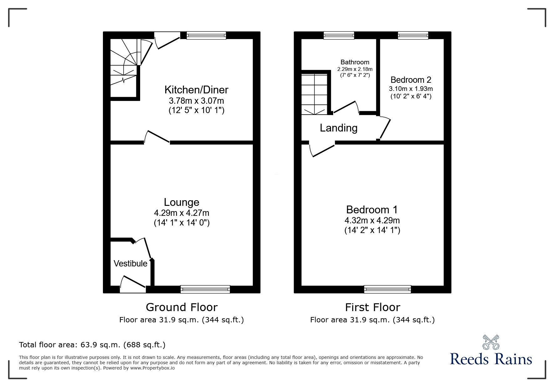 Floorplan of 2 bedroom Mid Terrace House to rent, Hargreaves Street, Colne, Lancashire, BB8