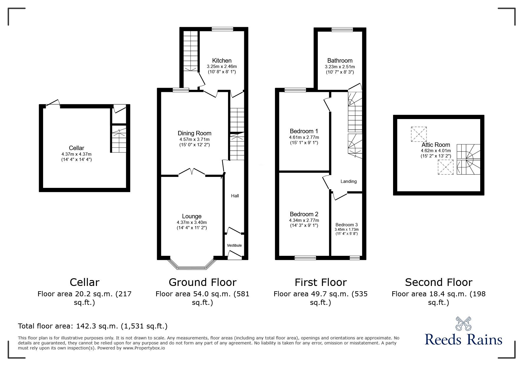 Floorplan of 3 bedroom Mid Terrace House for sale, Keighley Road, Colne, Lancashire, BB8