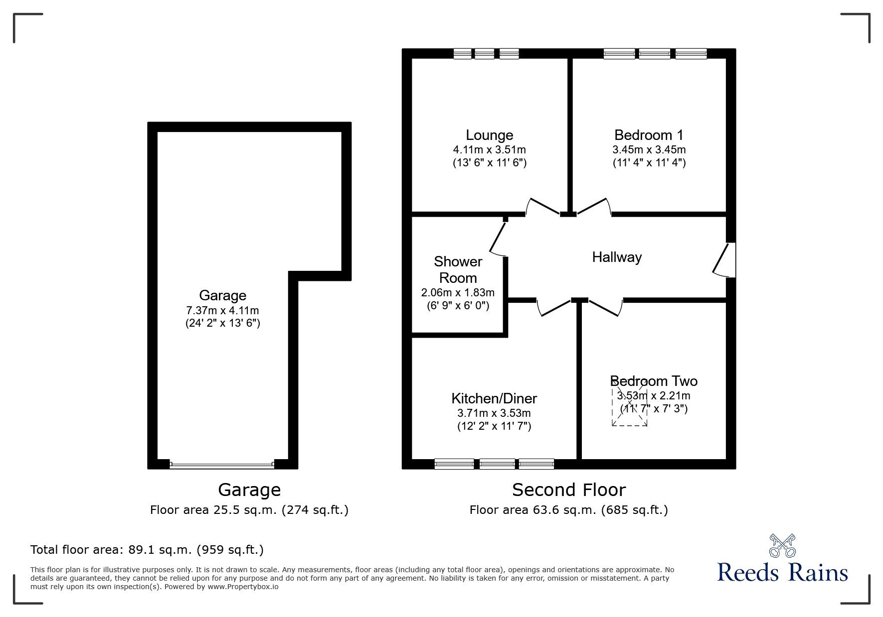 Floorplan of 2 bedroom Flat for sale, Wycoller View, Colne, Lancashire, BB8