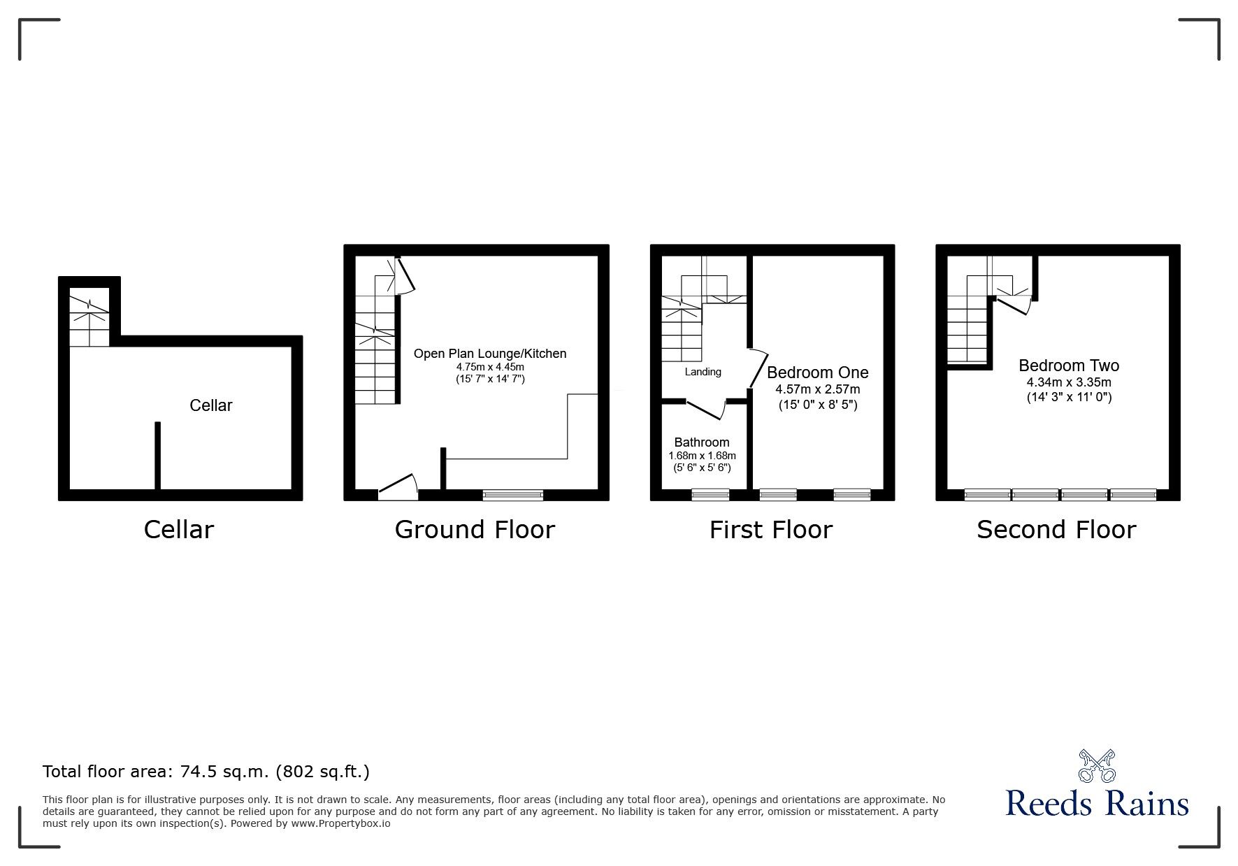 Floorplan of 2 bedroom Mid Terrace House for sale, Spring Court, Colne, Lancashire, BB8