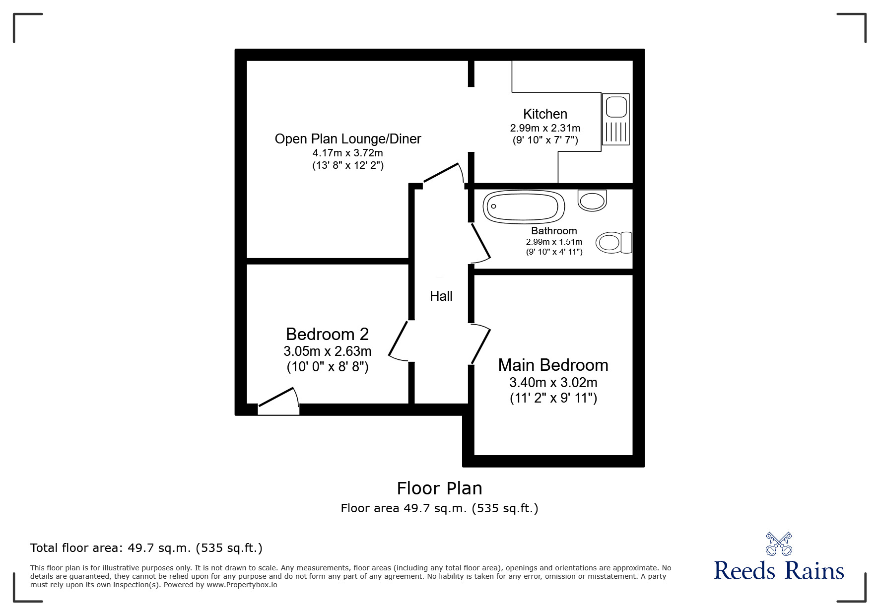 Floorplan of 2 bedroom  Flat to rent, Roseland Crescent, Stoke-On-Trent, ST2