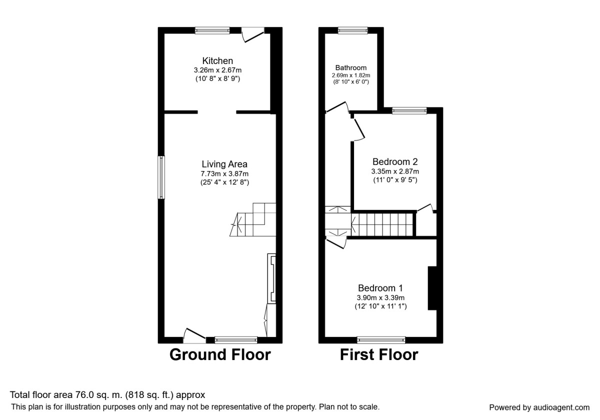 Floorplan of 2 bedroom End Terrace House to rent, Antrobus Street, Congleton, Cheshire, CW12