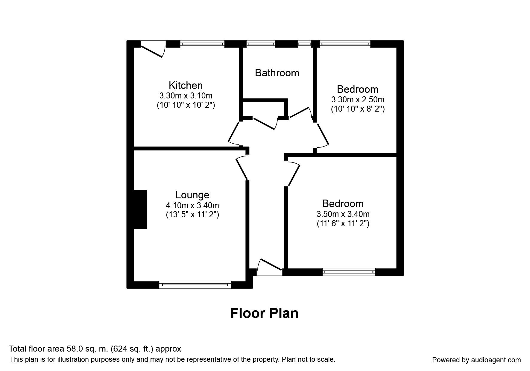 Floorplan of 2 bedroom Semi Detached Bungalow to rent, Pleasant View, Bridgehill, County Durham, DH8