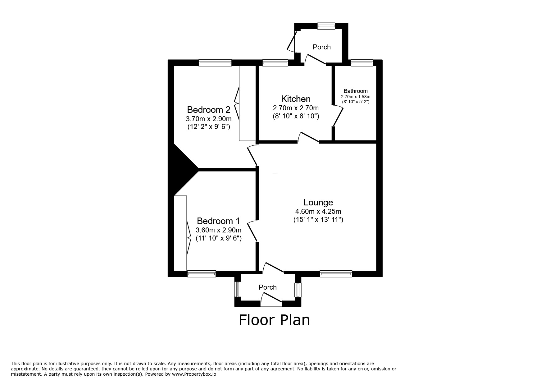 Floorplan of 2 bedroom Mid Terrace Bungalow for sale, Grange Street, Consett, Durham, DH8