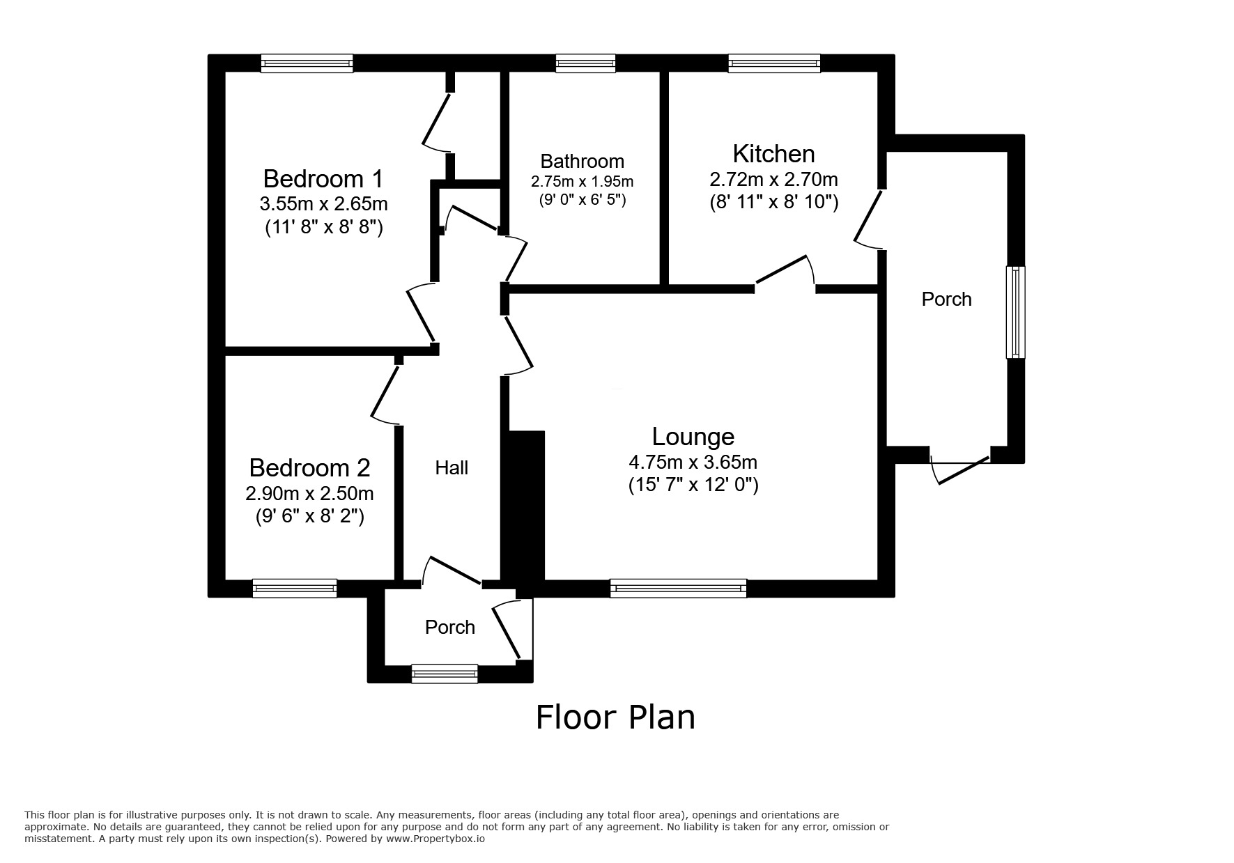 Floorplan of 2 bedroom Detached Bungalow for sale, Sunningdale, Consett, Durham, DH8
