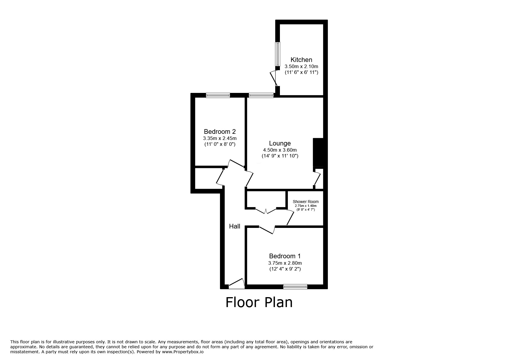 Floorplan of 2 bedroom Mid Terrace Flat for sale, Cleadon Street, Consett, Durham, DH8