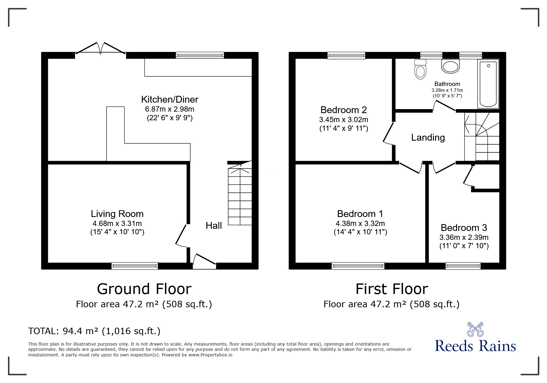 Floorplan of 3 bedroom Semi Detached House for sale, Old Hall Road, Consett, Durham, DH8