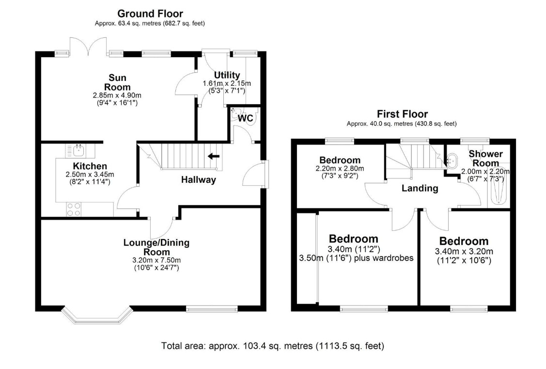 Floorplan of 3 bedroom Semi Detached House for sale, Medomsley Road, Consett, Durham, DH8