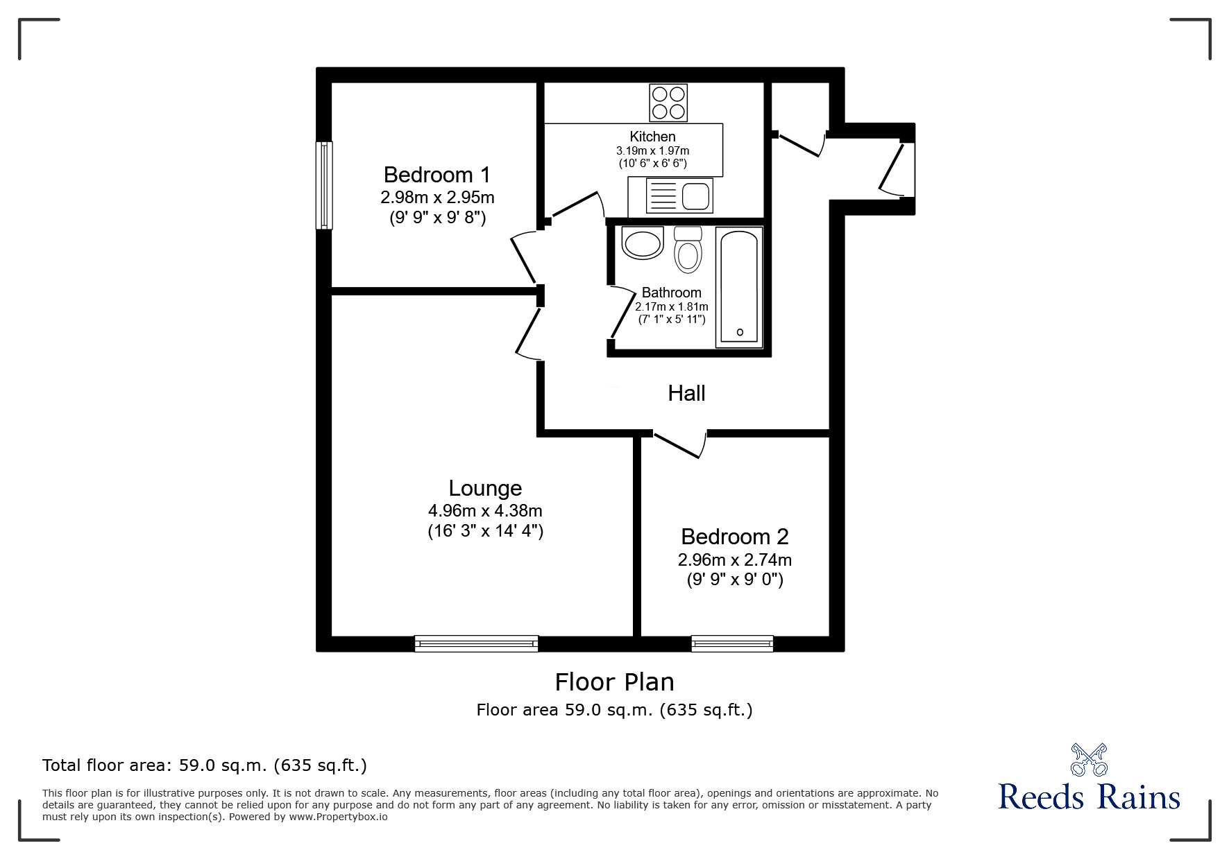 Floorplan of 2 bedroom  Flat for sale, Ritsons Court, Blackhill, Durham, DH8