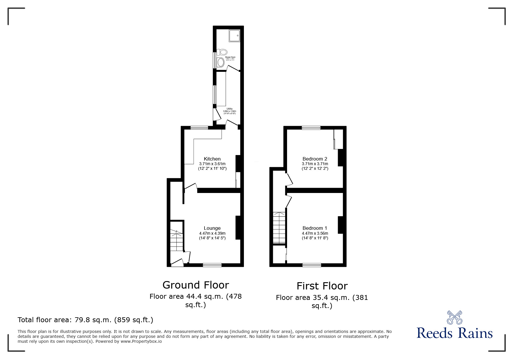 Floorplan of 2 bedroom Mid Terrace House for sale, Iveston Lane, Consett, Durham, DH8