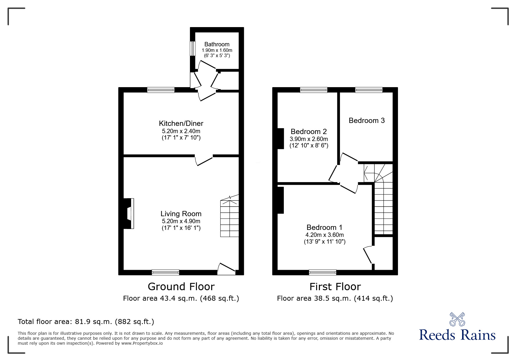 Floorplan of End Terrace House for sale, Tindale Street, Consett, Durham, DH8