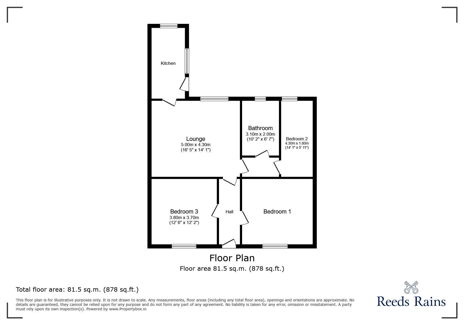 Floorplan of 3 bedroom Mid Terrace Bungalow for sale, First Street, Watling Street Bungalows, Durham, DH8