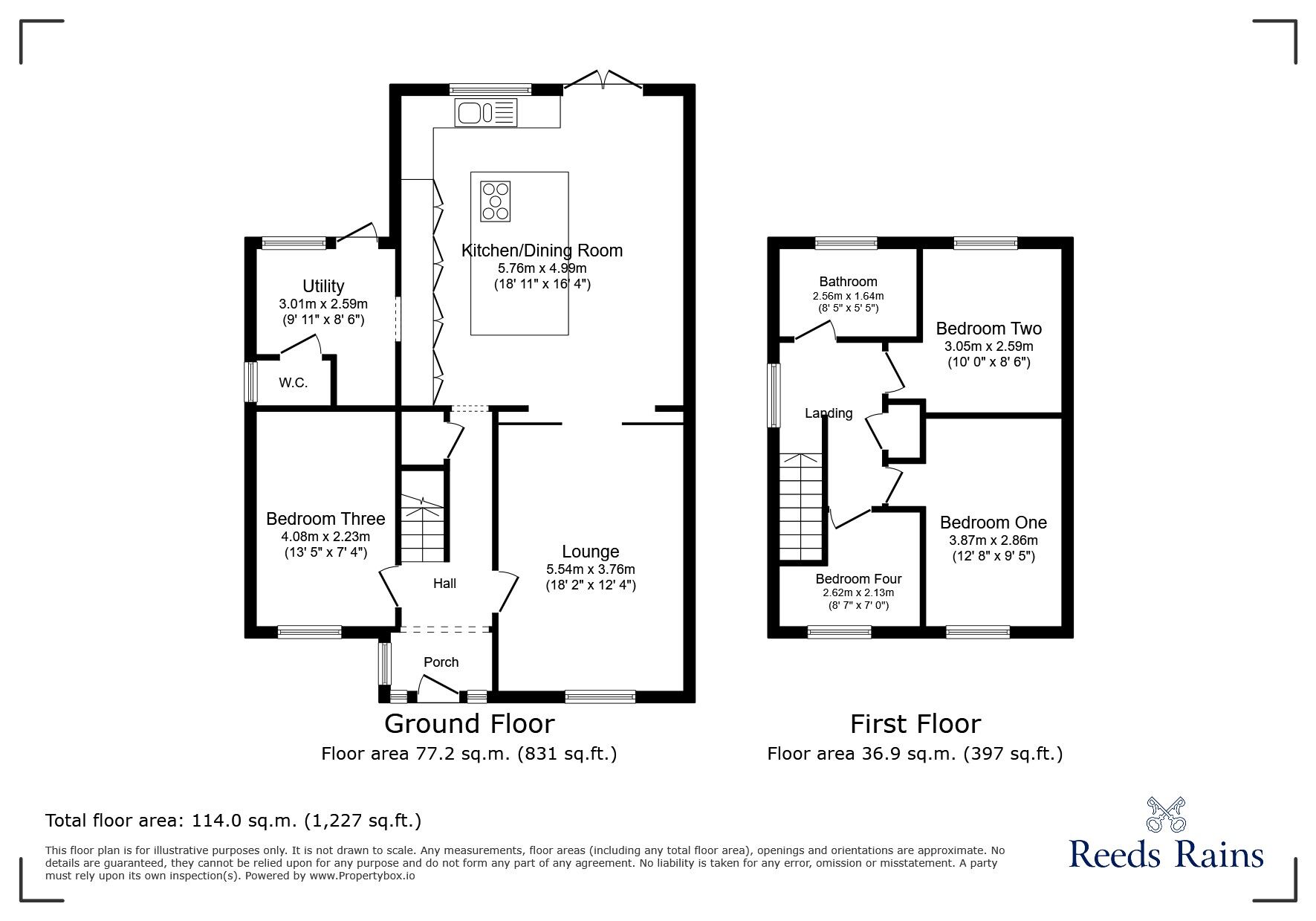 Floorplan of 4 bedroom Link Detached House for sale, Broadoak Drive, Lanchester, Durham, DH7