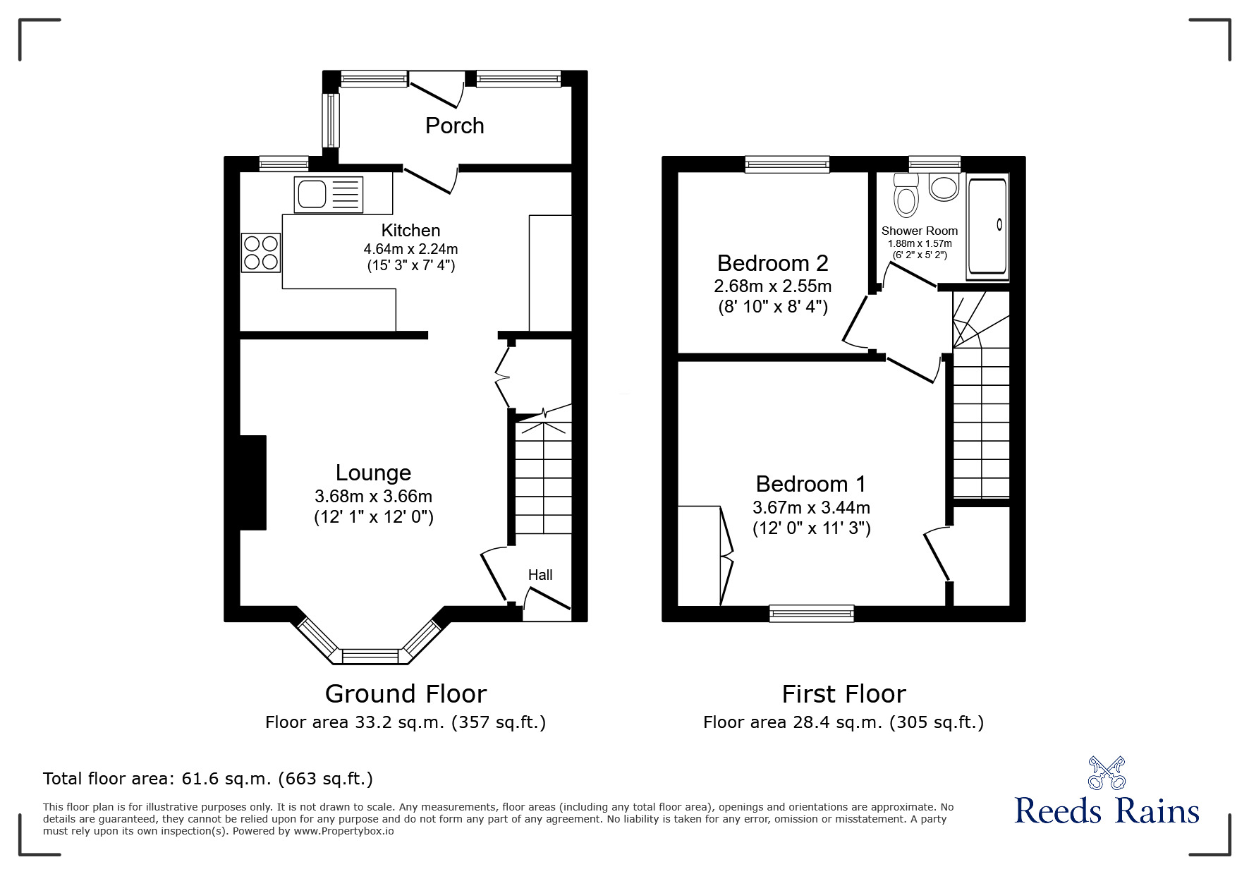 Floorplan of 2 bedroom Mid Terrace House for sale, Gladstone Gardens, Consett, Durham, DH8