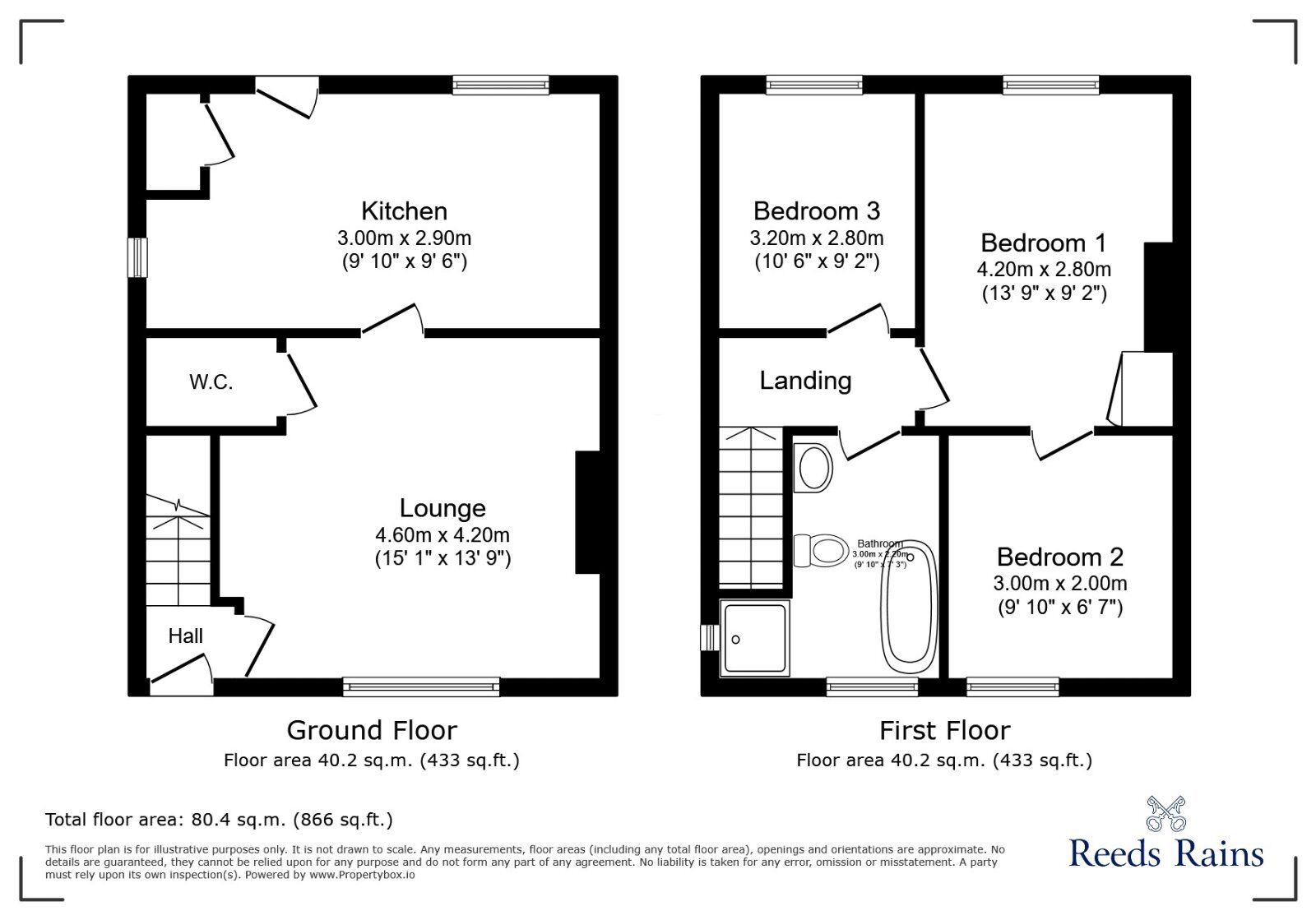 Floorplan of 3 bedroom Semi Detached House for sale, Alderdene, Lanchester, Durham, DH7