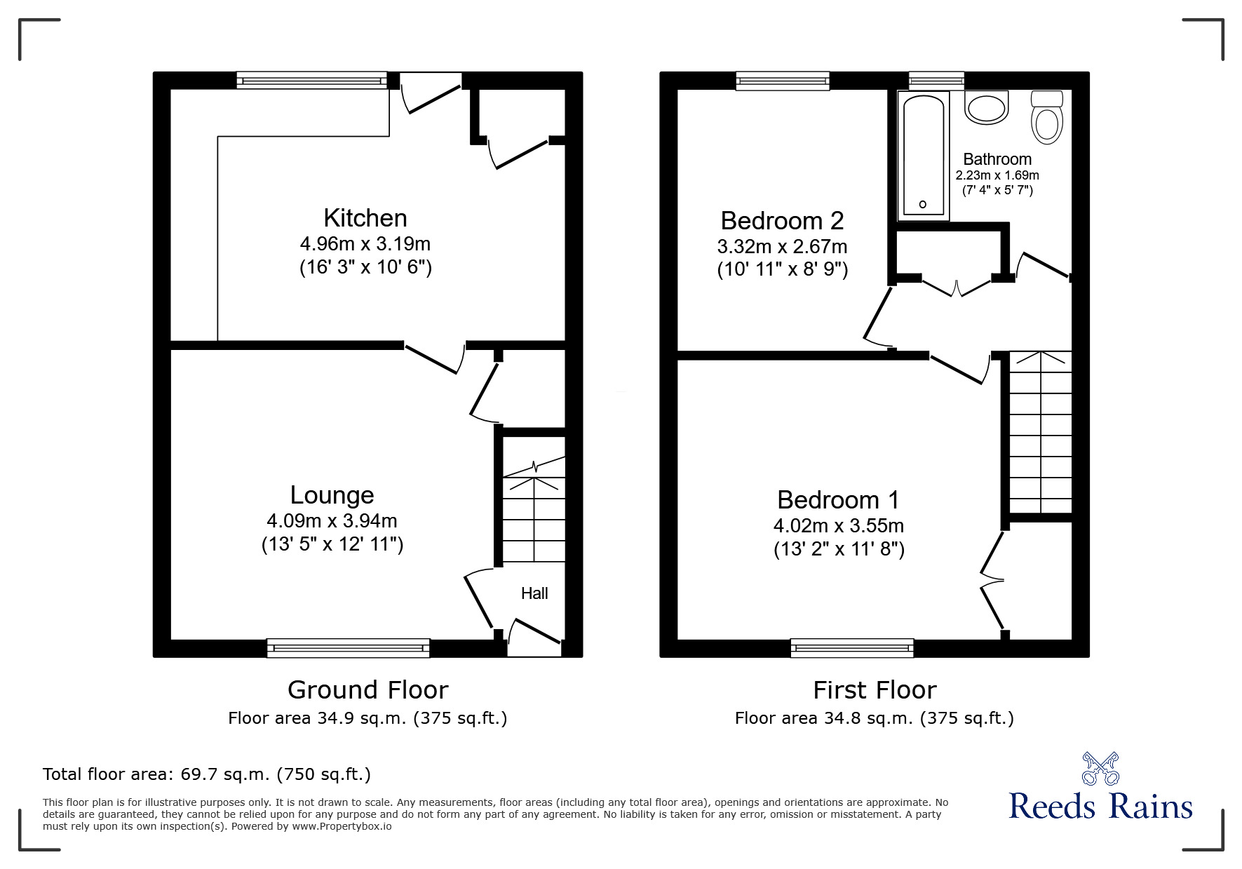Floorplan of 2 bedroom Mid Terrace House for sale, Surrey Crescent, Consett, Durham, DH8