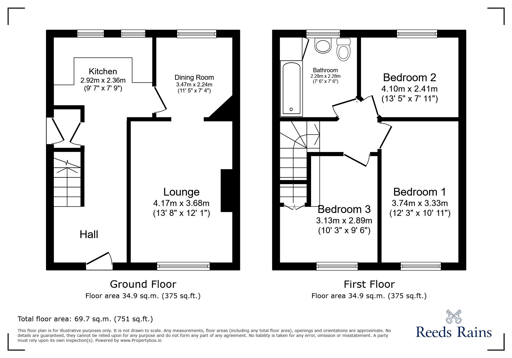 Floorplan of 3 bedroom Semi Detached House for sale, Derby Crescent, Consett, Durham, DH8