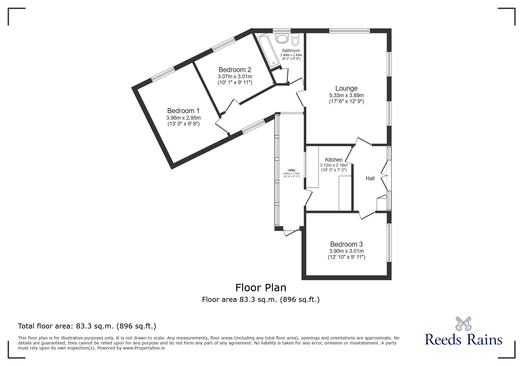 Floorplan of 3 bedroom Detached Bungalow for sale, Belle View Drive, Consett, Durham, DH8