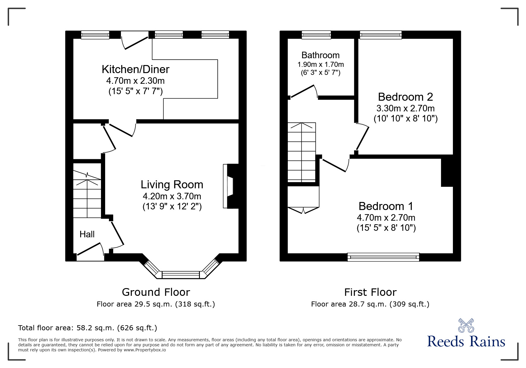 Floorplan of 2 bedroom Mid Terrace House for sale, Gladstone Gardens, Consett, Durham, DH8