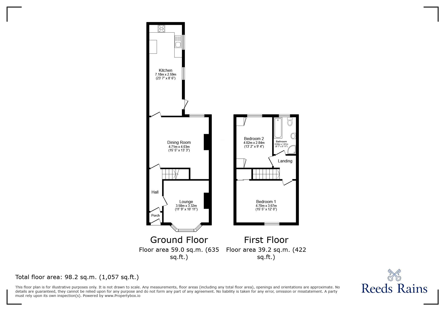 Floorplan of 2 bedroom Mid Terrace House for sale, Sherburn Terrace, Consett, County Durham, DH8