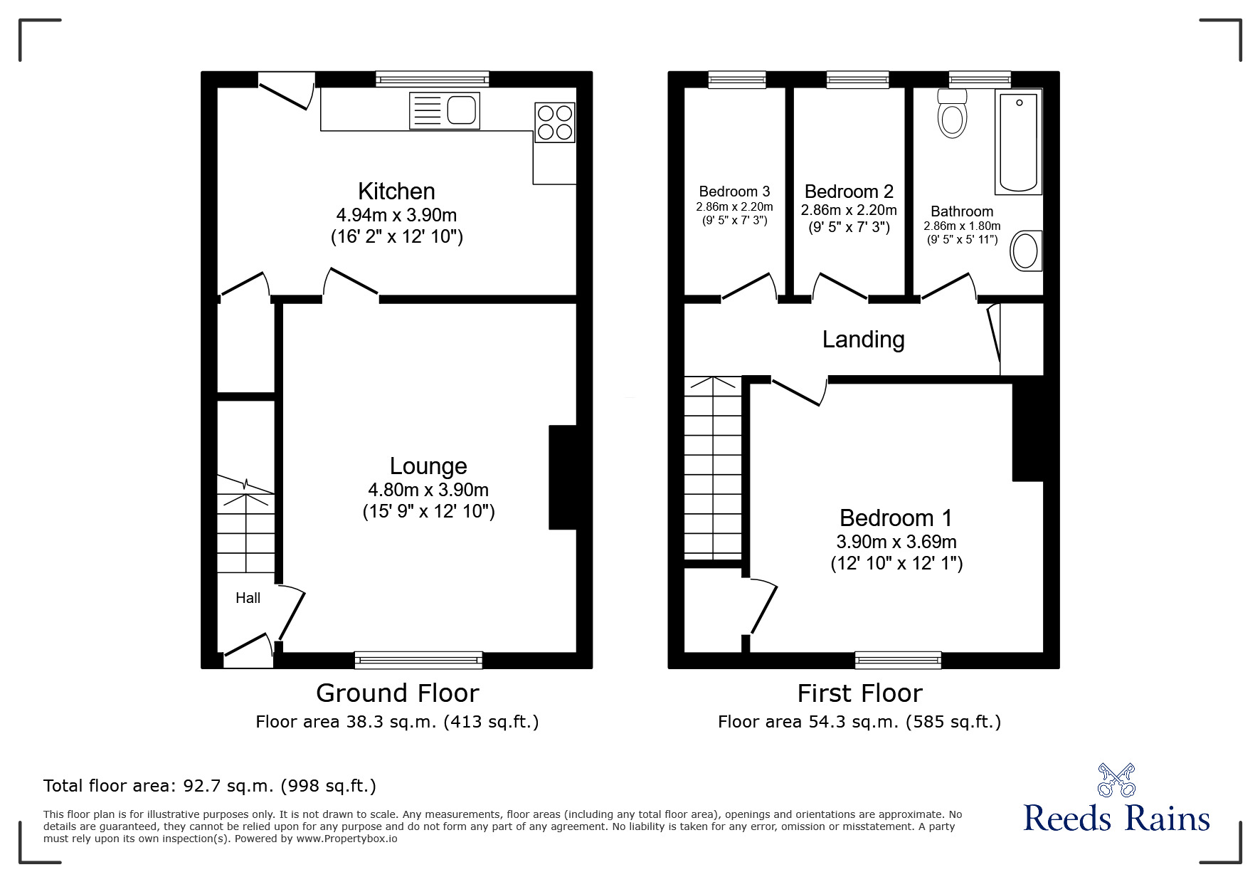 Floorplan of 3 bedroom Mid Terrace House for sale, Priestman Avenue, Consett, Durham, DH8