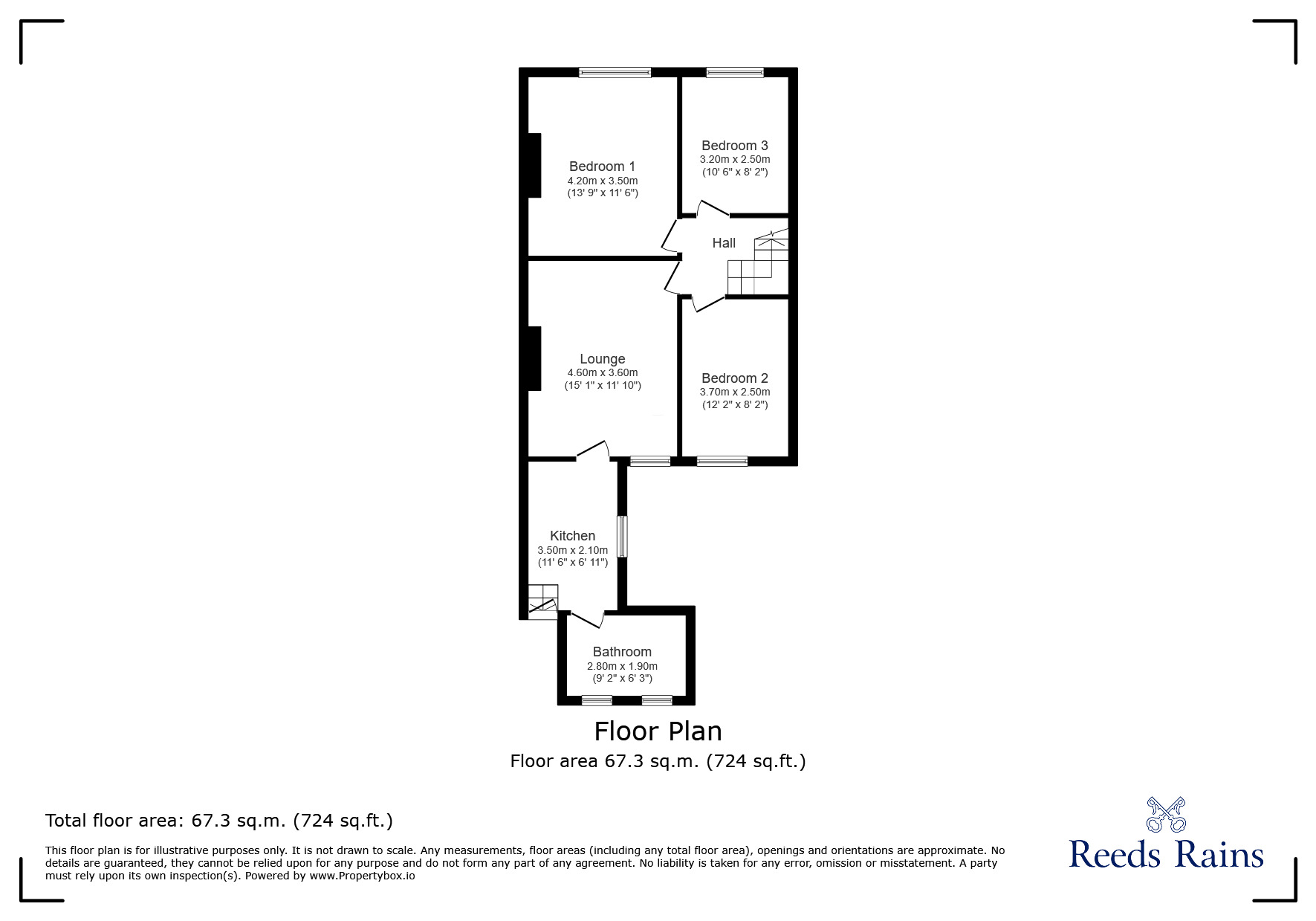 Floorplan of 3 bedroom  Flat for sale, Gladstone Street, Consett, Durham, DH8