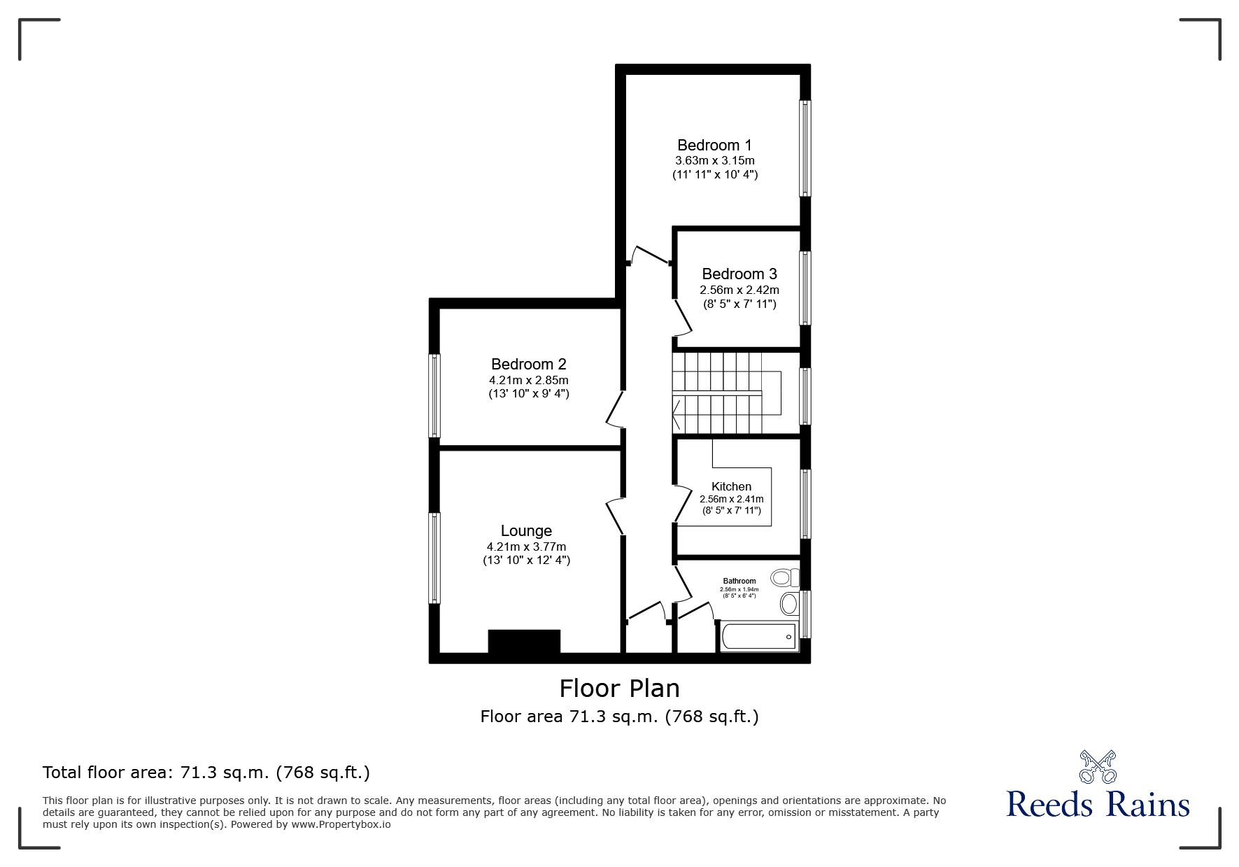 Floorplan of 3 bedroom  Flat for sale, Rosedale Avenue, Consett, Durham, DH8