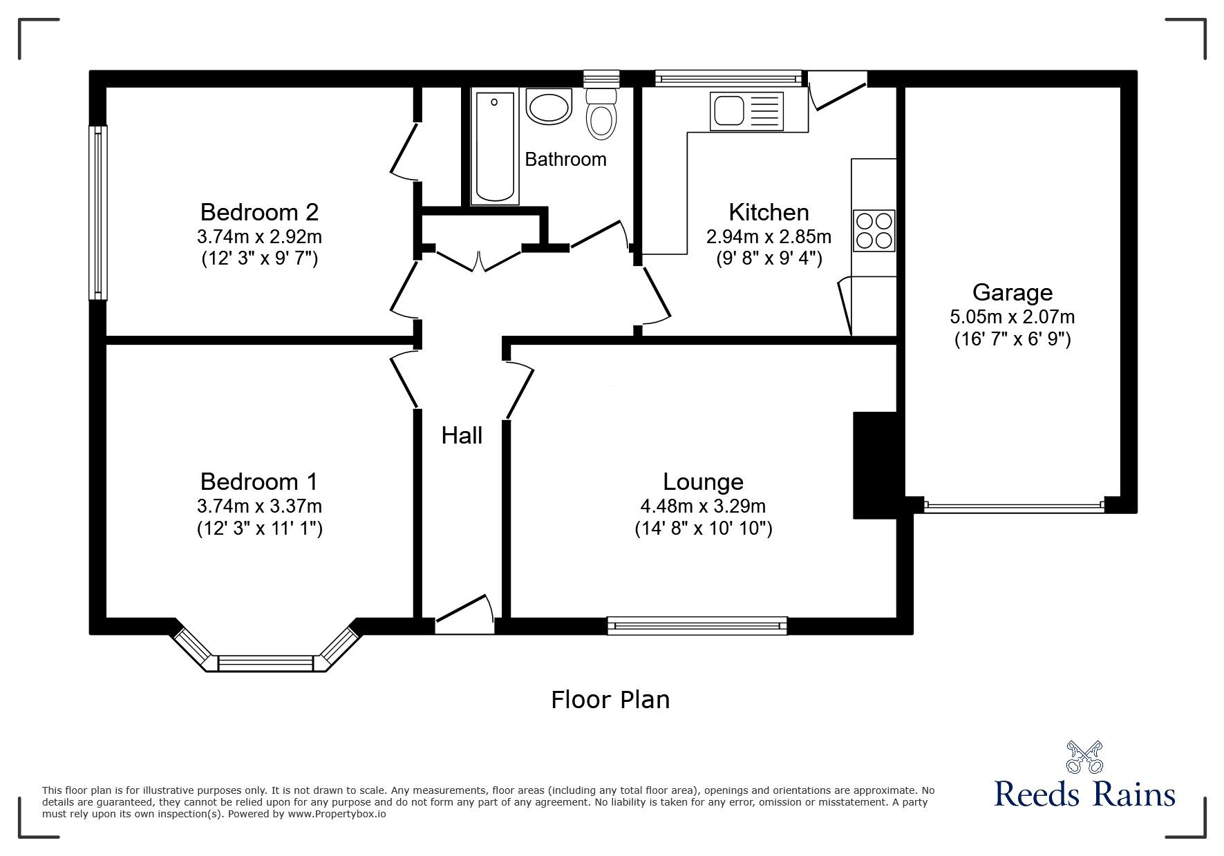 Floorplan of 2 bedroom Semi Detached Bungalow for sale, Meadow View, Consett, Durham, DH8