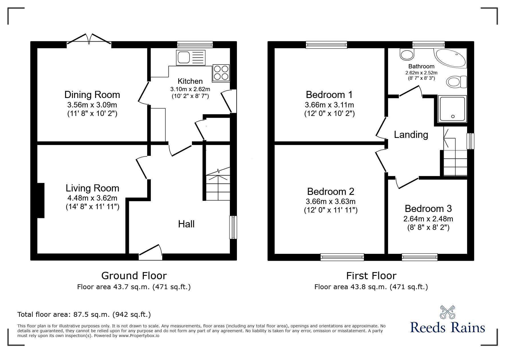 Floorplan of 3 bedroom Semi Detached House for sale, Burnhopeside Avenue, Lanchester, Durham, DH7