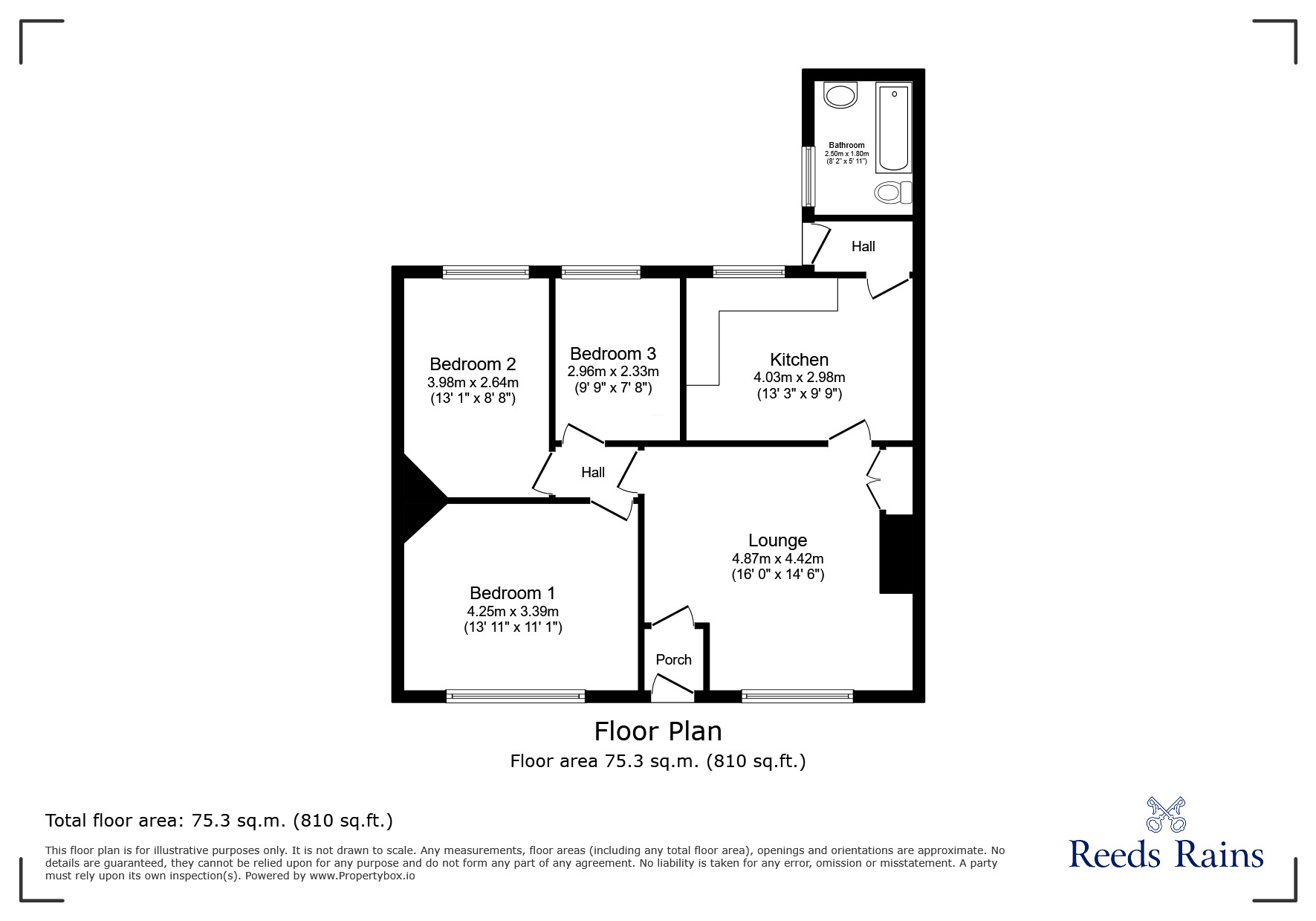 Floorplan of 3 bedroom Mid Terrace Bungalow for sale, Main Street, Crookhall, Durham, DH8