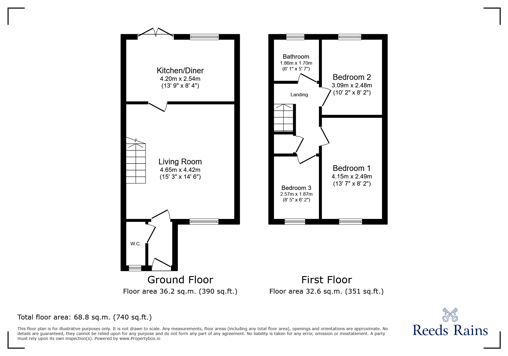 Floorplan of 3 bedroom Semi Detached House to rent, Gayle Court, Consett, DH8