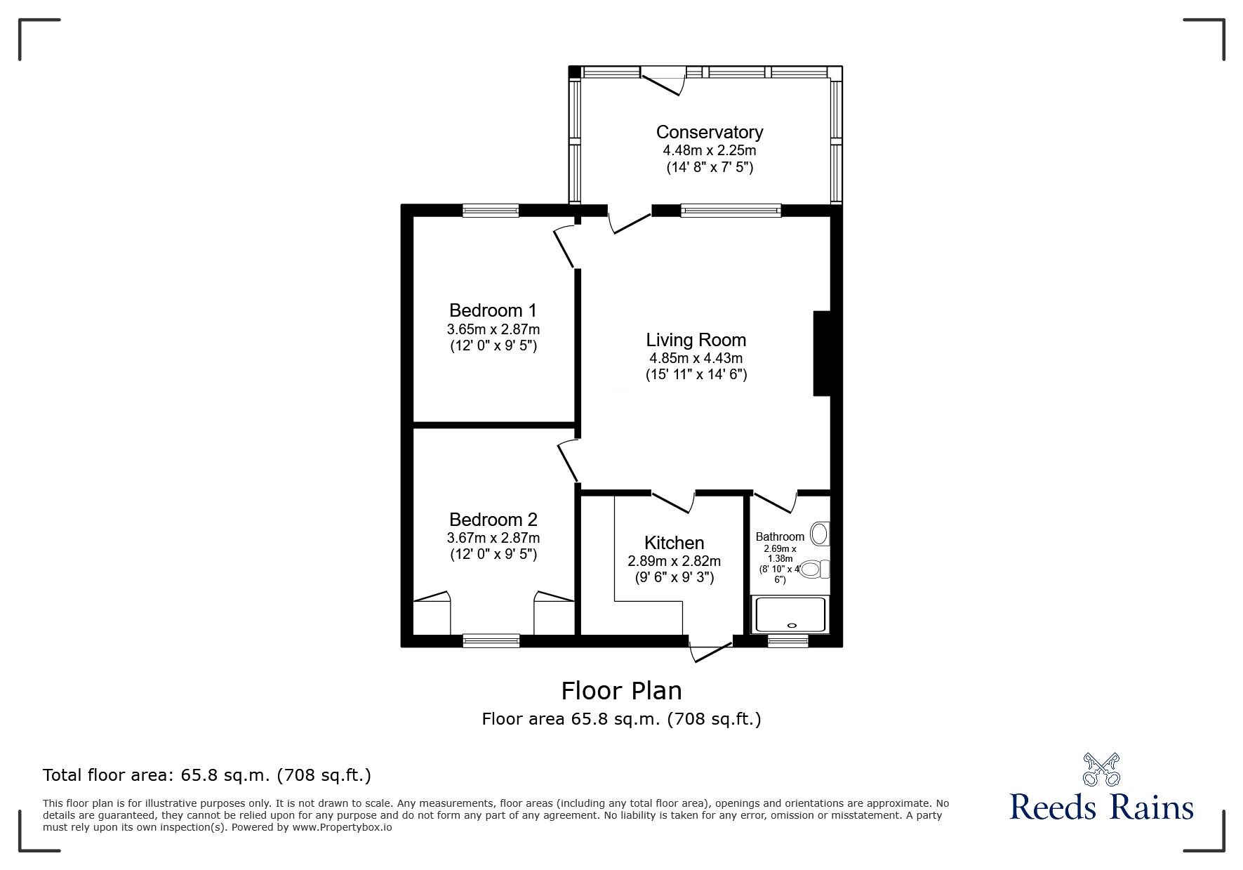 Floorplan of 2 bedroom Mid Terrace Bungalow to rent, Fourth Street, Pont Bungalows, Durham, DH8