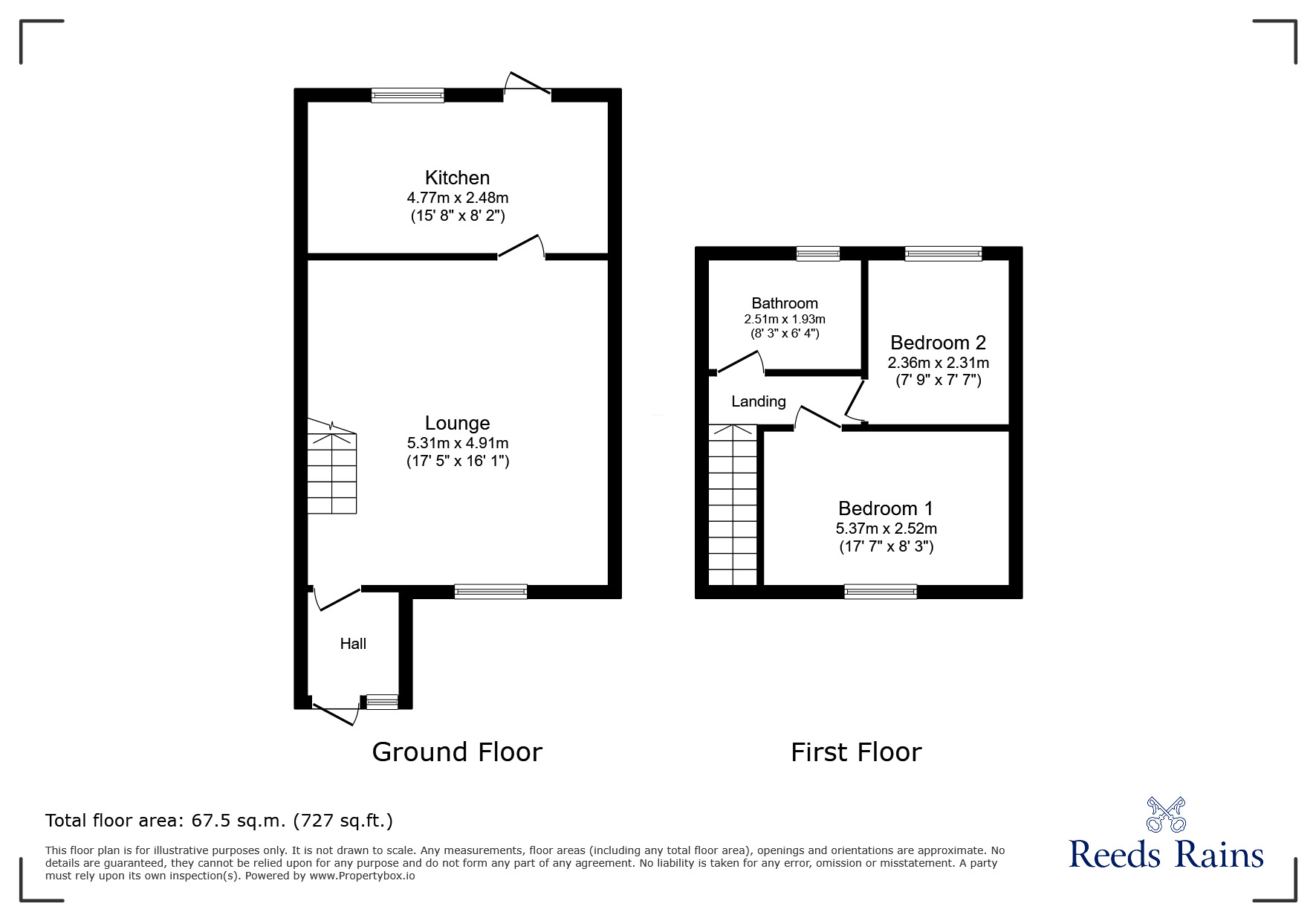Floorplan of 2 bedroom Mid Terrace House for sale, Bradley Cottages, Consett, Durham, DH8