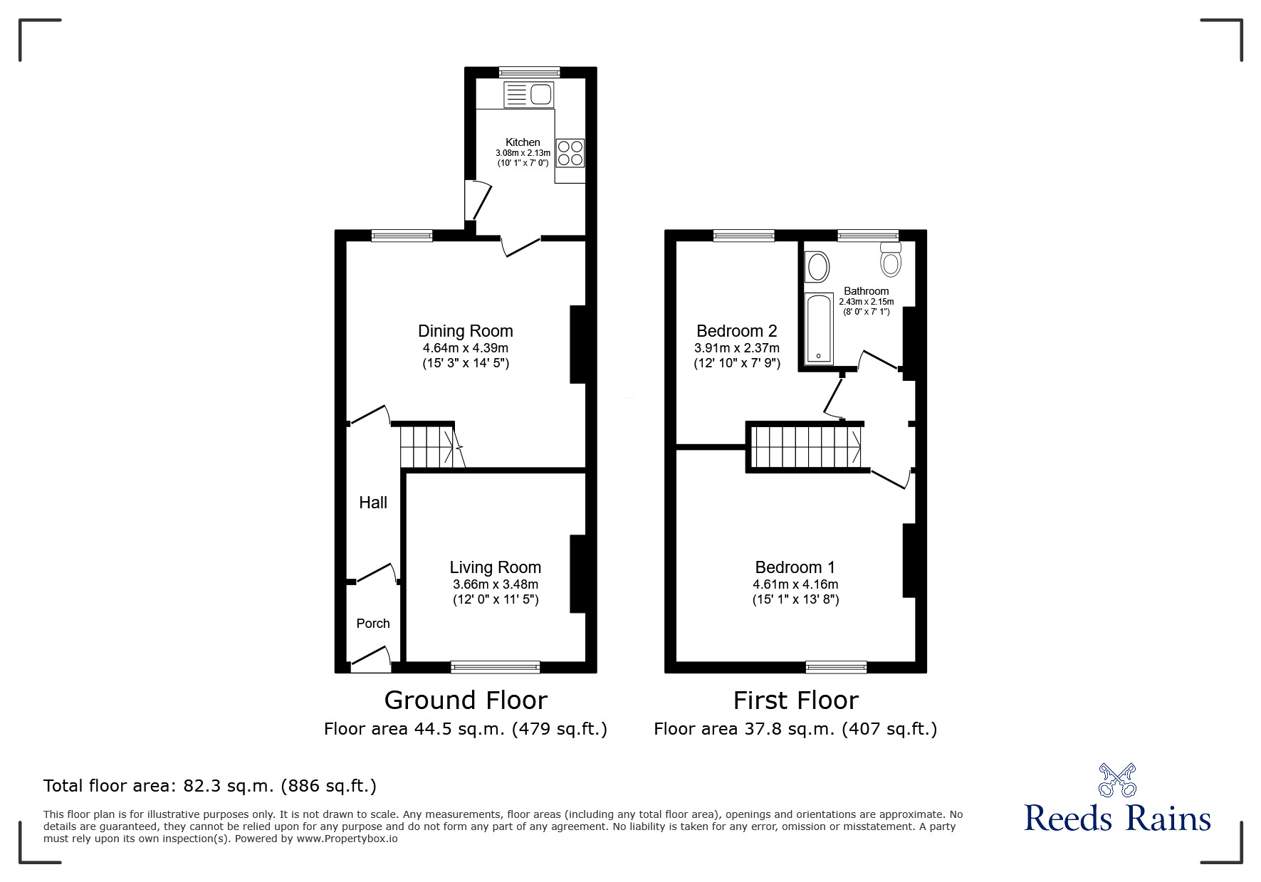 Floorplan of 2 bedroom Mid Terrace House for sale, Park Road, Consett, Durham, DH8