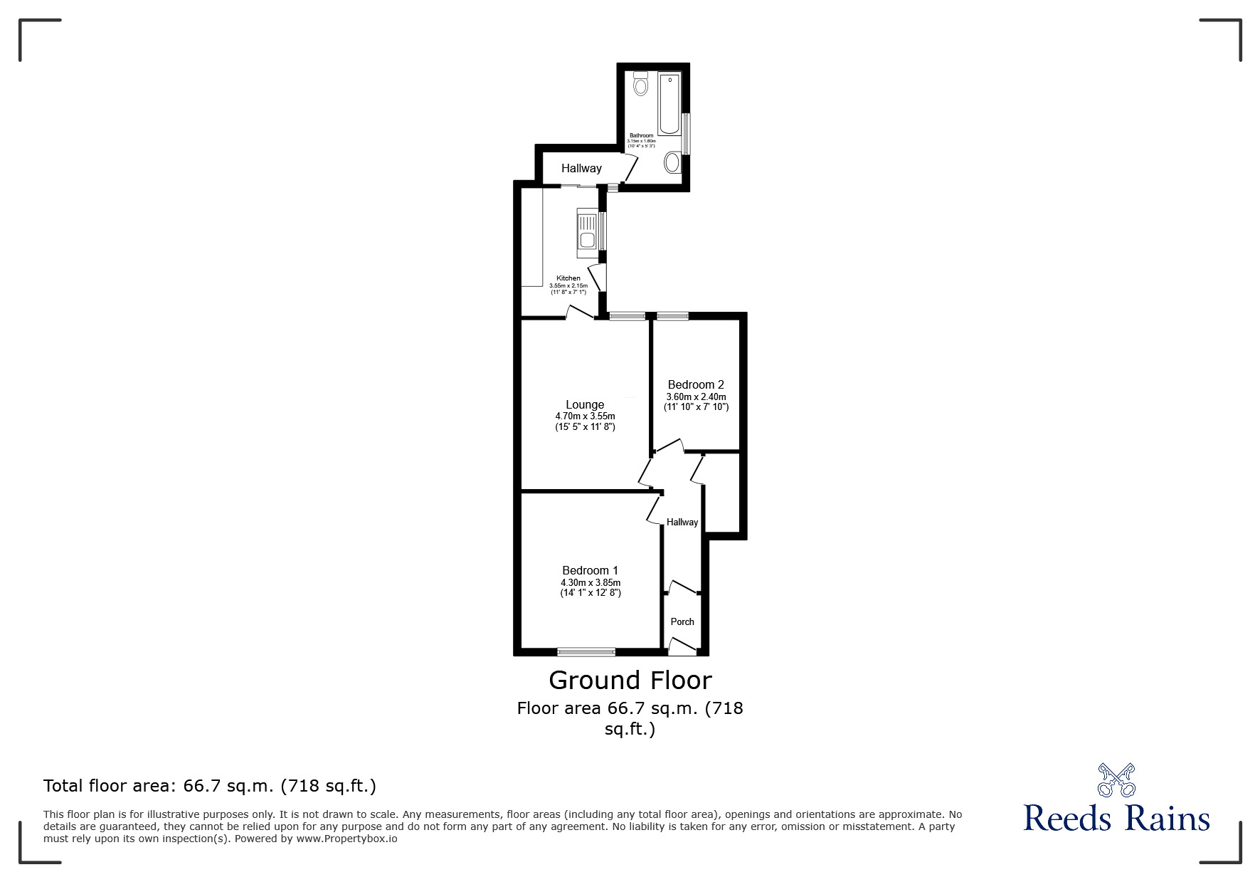 Floorplan of 2 bedroom Flat to rent, Gladstone Street, Consett, Durham, DH8