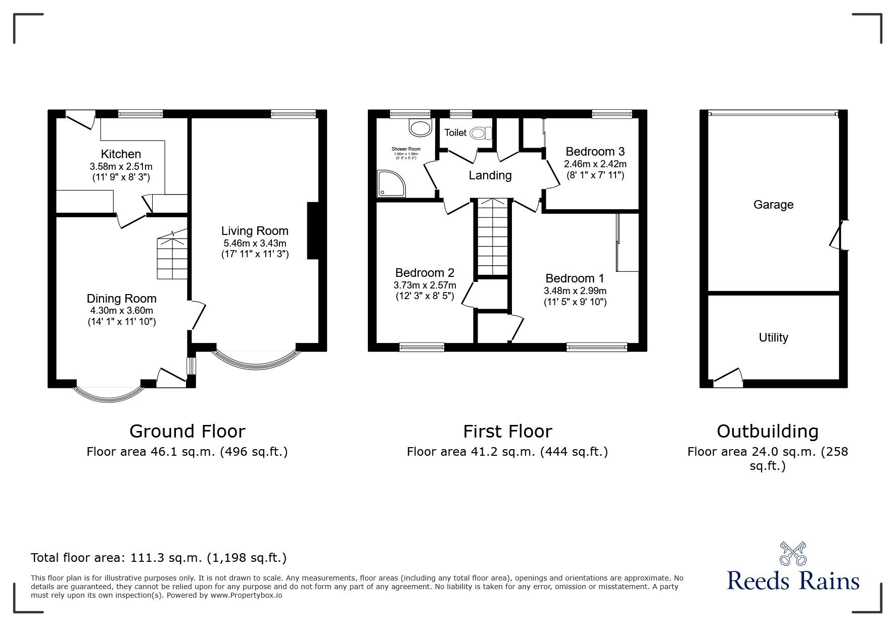 Floorplan of 3 bedroom Mid Terrace House for sale, Deanery View, Lanchester, Durham, DH7