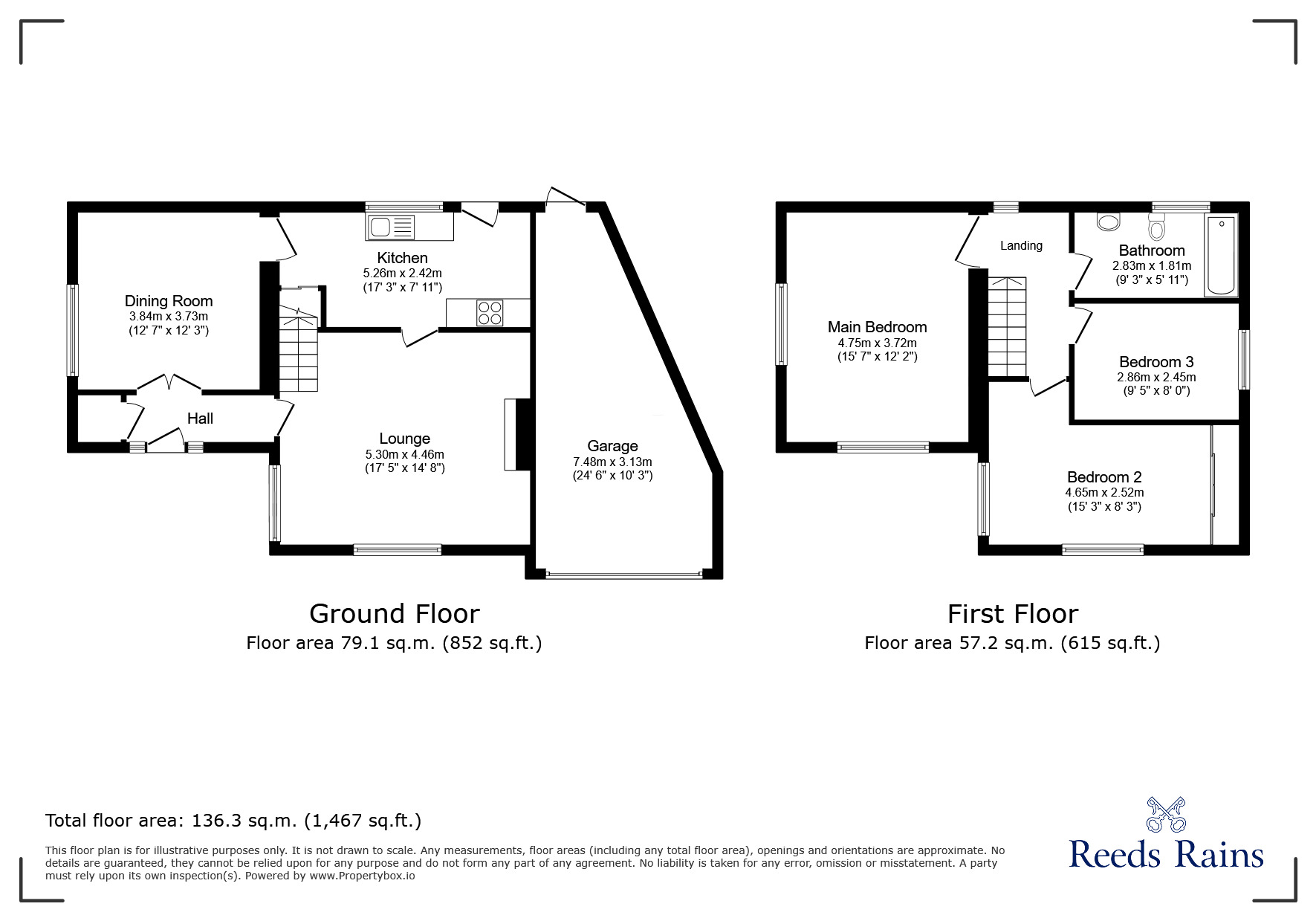 Floorplan of 3 bedroom Detached House for sale, Consett Road, Consett, Durham, DH8