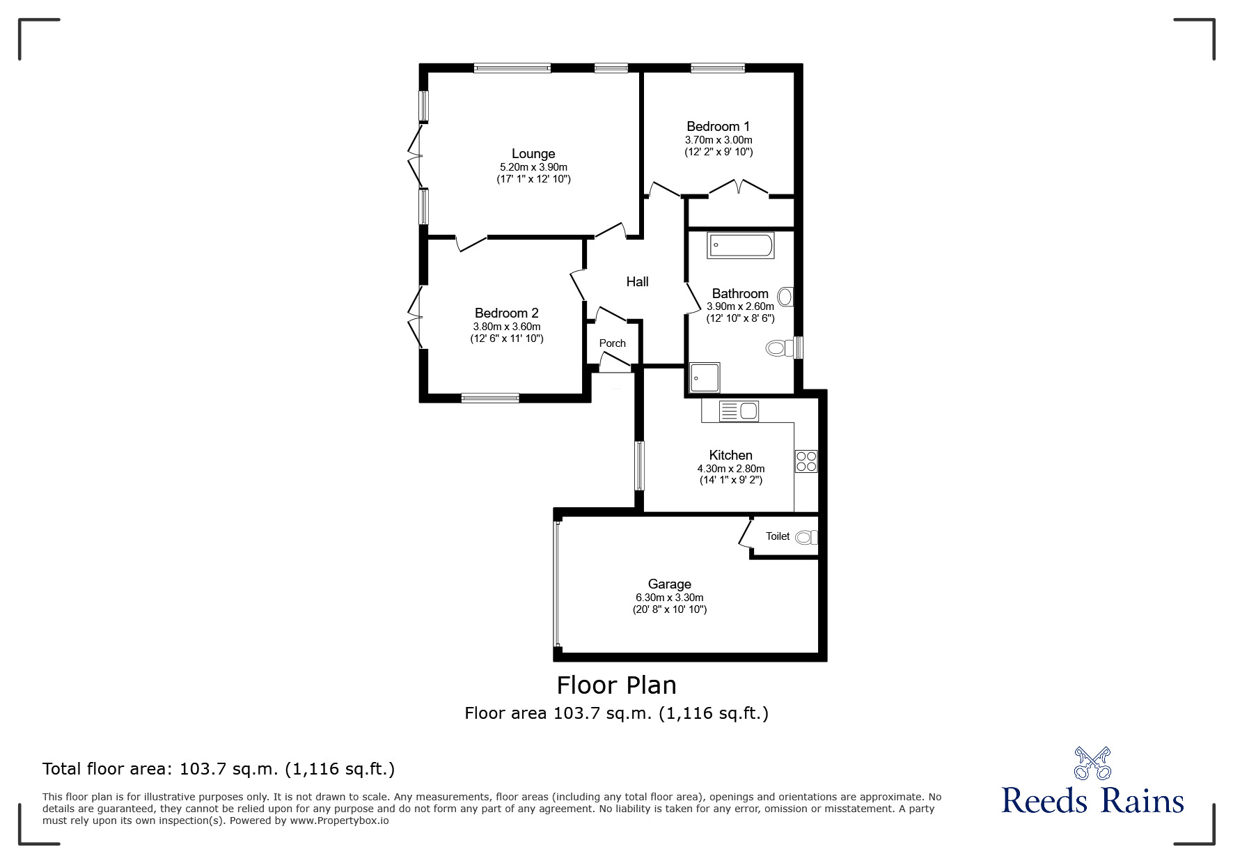 Floorplan of 2 bedroom Detached House to rent, Queens Road, Consett, Durham, DH8