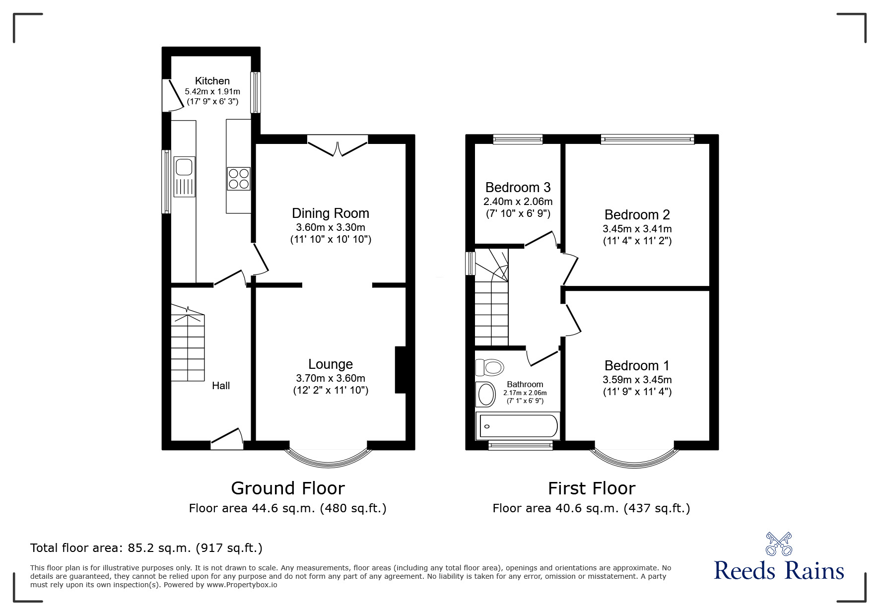 Floorplan of 3 bedroom Semi Detached House for sale, Newstead Rise, Consett, Durham, DH8