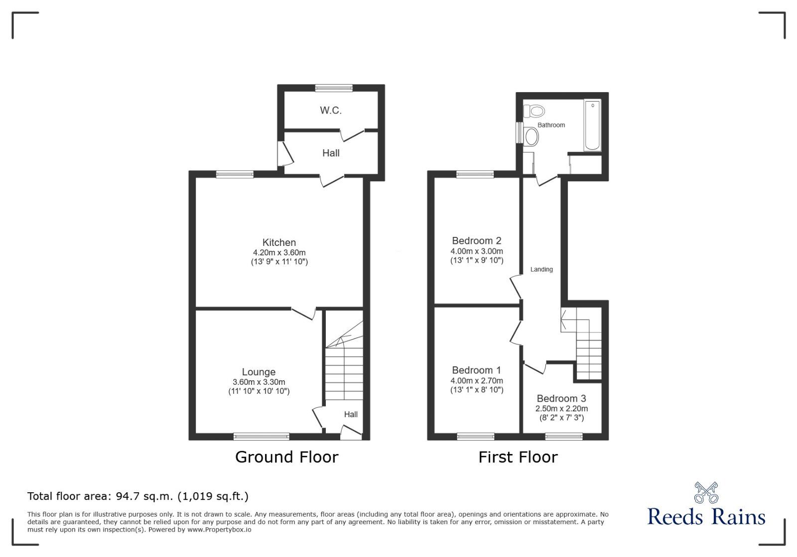 Floorplan of 3 bedroom Mid Terrace House to rent, Berry Edge Road, Consett, Durham, DH8