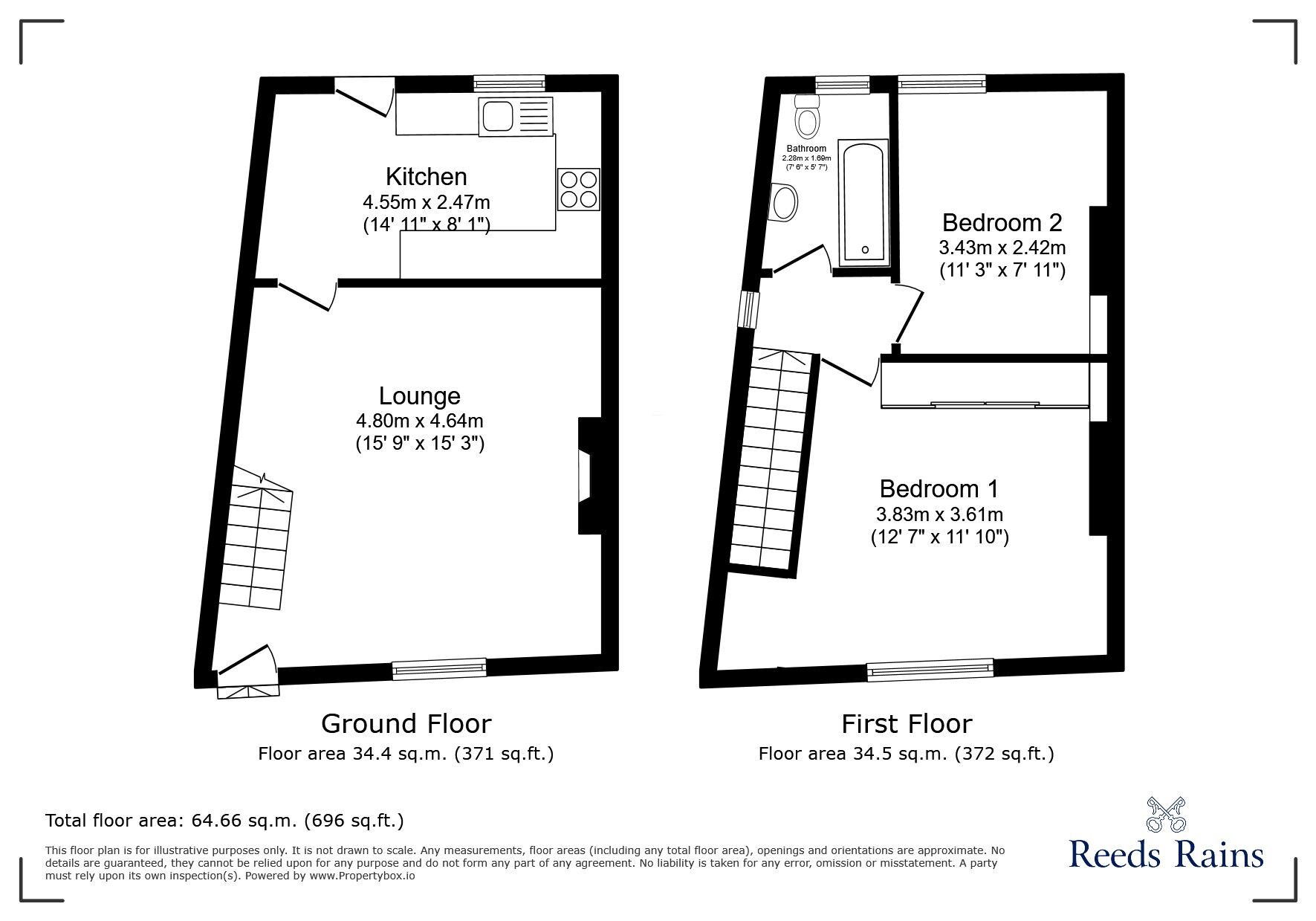 Floorplan of 2 bedroom End Terrace House for sale, The Garths, Lanchester, Durham, DH7