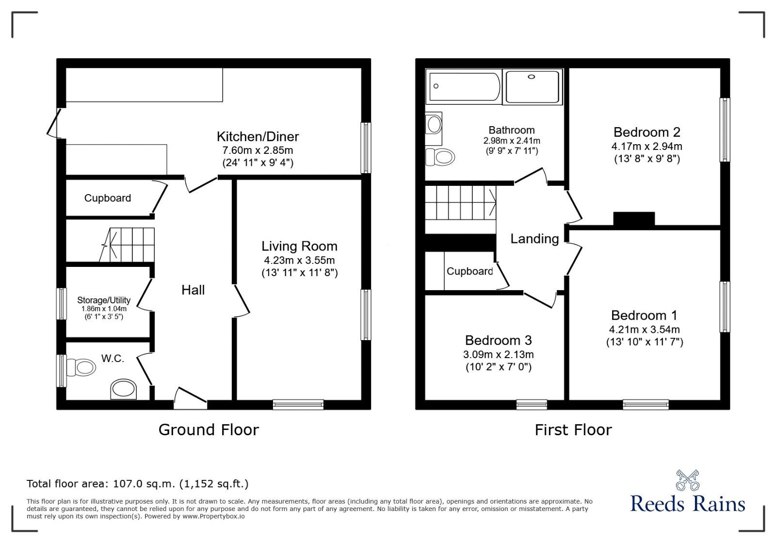 Floorplan of 3 bedroom Semi Detached House for sale, Oakdale Road, Consett, Durham, DH8