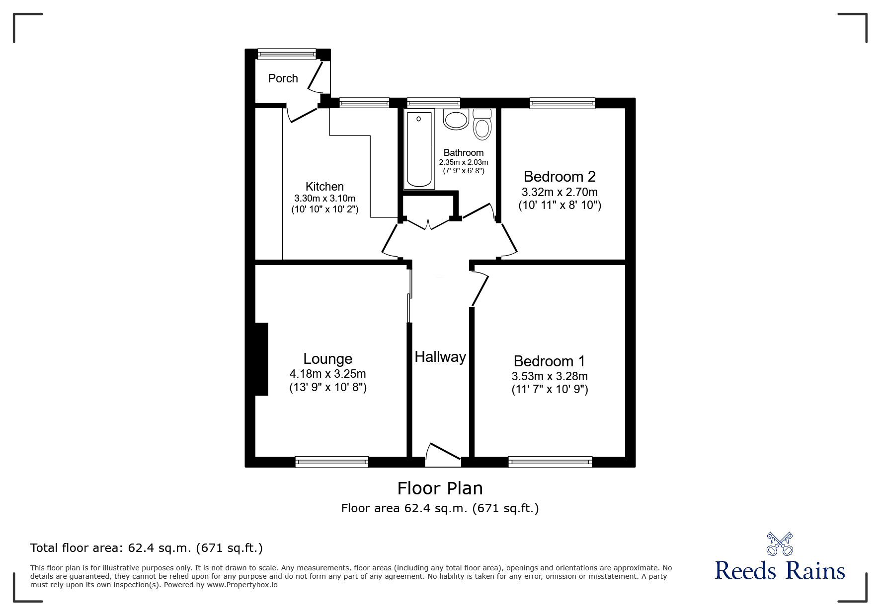 Floorplan of 2 bedroom Semi Detached Bungalow for sale, Barley Mill Crescent, Consett, Durham, DH8