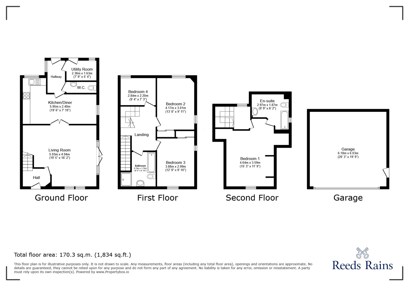 Floorplan of 4 bedroom End Terrace House for sale, Derwent View, Consett, Durham, DH8