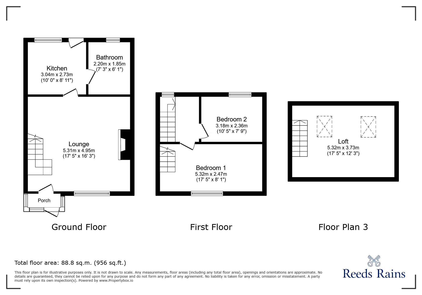 Floorplan of 2 bedroom Mid Terrace House for sale, Bradley Cottages, Consett, Durham, DH8